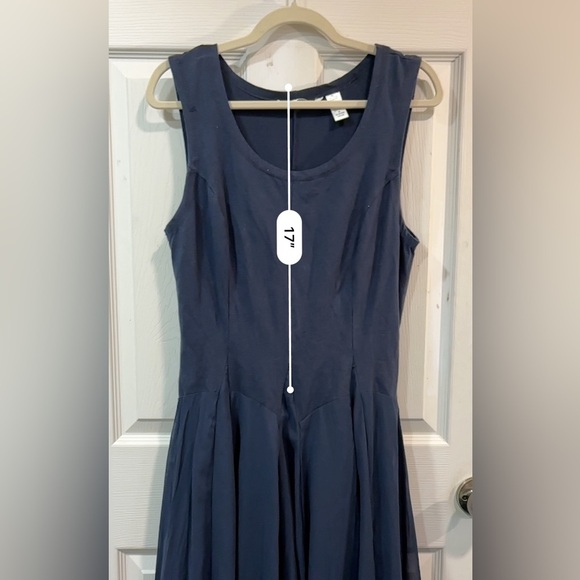 Kaktus Navy Blue Chiffon Bubble Midi Lined Dress Cotton Stretch size Medium - Picture 13 of 16